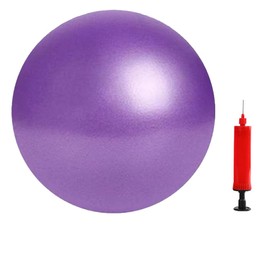 JUFANGFIN 9-Inch Pilates Exercise Ball for Yoga, Barre, Fitness & Physical Therapy Mini Squishy Balance Ball for Home Workouts Includes Pump for Easy Inflation(Purple)