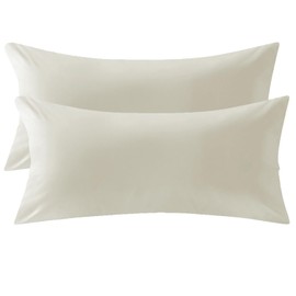 MILDLY Cushion Cover 40 x 80 cm Cotton Satin, Pillowcases 2-Piece with Zip, Oeko-Tex Certified, Soft and Comfortable, Beige