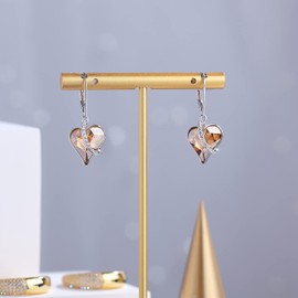 jiamiaoi Heart Earrings for Women Ladies Glitter Heart Earrings Hanging Silver 925, 18K White Gold Plated Earrings Heart Women's Earrings Silver 925 Heart Jewellery for Lovers, Cubic Zirconia