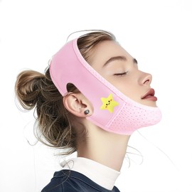 Yuibthr Chin Strap for Sleeping, V Line Lifting Mask, Cute Series, Reusable Face Strap, Jaw Exerciser (Pink-13)