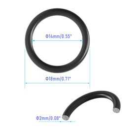 Skweawert 100 PCS Nitrile Rubber O Ring 18mm OD 14mm ID 2mm Width, Metric Buna-N NBR Sealing Gasket Plumbing, Gas, Automotive and Faucet Repair, Resist Oil and Heat O-Rings, Black