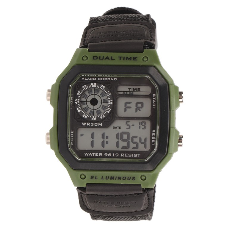 Digital Sport Watch Canvas Strap Luminous Waterproof Retro Sport Watch