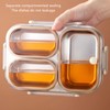 Lunch Box, 1.2L Khaki Stainless Steel Lunch Container 3 Compartments