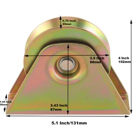 SHEUTSAN 2PCS 3.5 Inches (88mm) V Type Sliding Gate Roller, V Groove Track Wheel Steel Rollers with Bracket, for Sliding Gate Frame Track Rail Industrial Machines