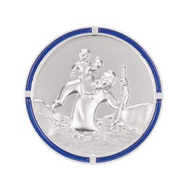 Christopher Car Medal with Border in Blue