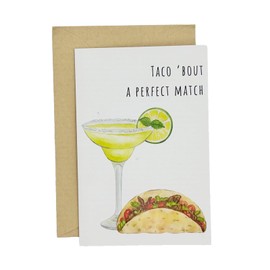 Funny Wedding Shower Card for Bride and Groom, Humorous Pun Wedding Card for Friends, Congrats Engagement Card, Taco 'Bout A Perfect Match