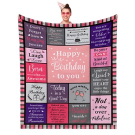 Birthday Gifts for Women - Happy Birthday Blanket Gifts for Woman Friend Mom Grandma Daughter Sister Wife, Top 10 Birthday Gifts for Her, Gifts for Women Birthday, Happy Birthday Decorations for Women