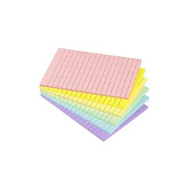 Lined Sticky Notes 4X6 in Pastel Ruled Post Stickies Colorful Super Sticking Power Memo Pads Its Strong Adhesive, 18 Pads/Pack, 45 Sheets/pad