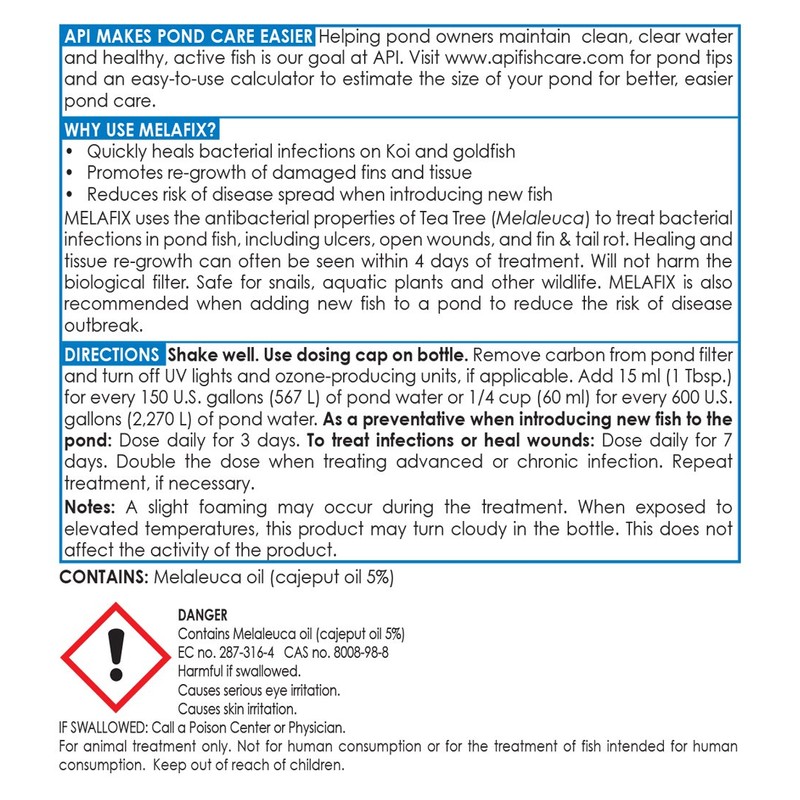 API Pond Melafix Pond Fish Bacterial Infection Remedy Bottle, White,