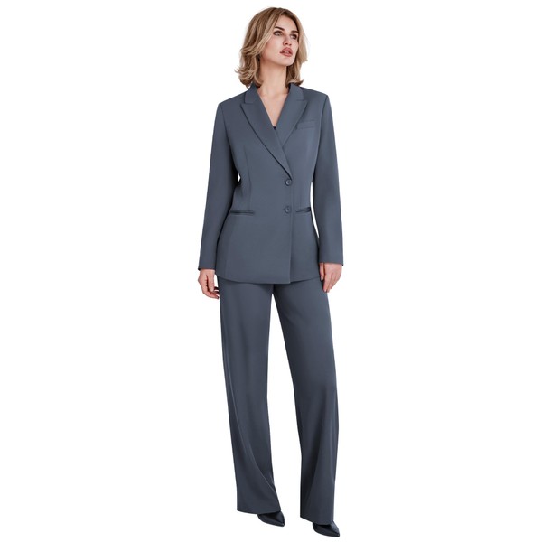 YILOTE Women's 2 Piece Suit Two Button Business Casual Office