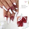 Uranian Extra Long Coffin Fake Nails Red White French Press