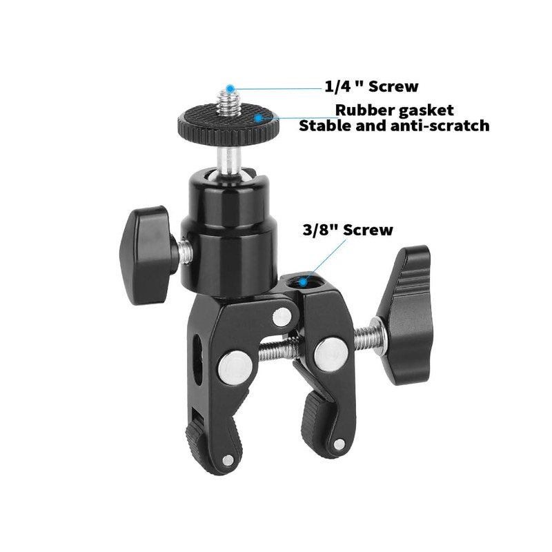 SZRIG Super Clamp with 1/4"-20 Mini Ball Hand for Camera