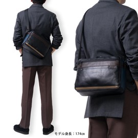 Double BZN-7026 Men's Shoulder Bag, Genuine Leather, B5 Storage, Cowhide Leather, mixed color