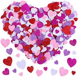 URATOT 600 Pieces Foam Heart-Shaped Self Adhesive Stickers Festival Home Decoration for Valentine's Day Craft Stickers, Assorted Colors and Sizes