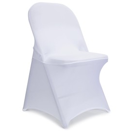 AZAMIA Stretch Folding Chair Covers Spandex Chair Covers Protector for Wedding Party Dining Banquet, Washable Universal Fitted Chair Slipcovers for Celebration Birthday (Bright White, 10pcs)