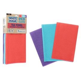 White Magic Eco Cloth Tea Towel 3 Pieces, 50 x 70 cm Size, Rainbow
