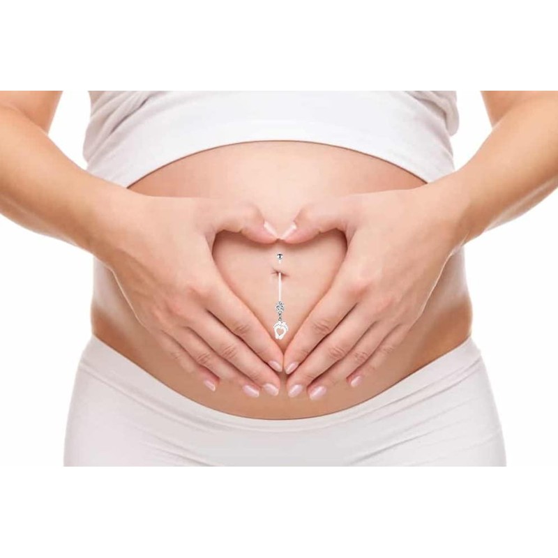 Avyring 14G Pregnancy Belly Button Piercing, Clear Bar Bioflex, Flexible,