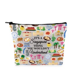 G2TUP Singapore Lover Gift It's A Singapore Thing Makeup Bag Singaporean Culture Cosmetic Bag Singaporean Food Travel Gift (A Singapore Thing MB)