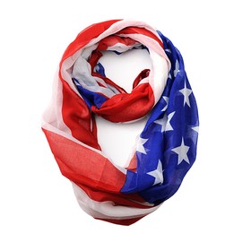 NYFASHION101 Women's Enlarged Print Patriotic USA Flag Loop Infinity Scarf