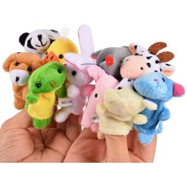 Animal Finger Puppets Set (10PCS), Velvet Cartoon Hand Style Educational Toys for Toddlers, Cute Cloth Puppets Doll Mini Zoo Babies Storytime Toy