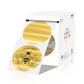 PARLAIM 2 Inch Brushed Gold Circle Thermal Sticker Printable Round Holographic Material Self-Adhesive Direct Thermal Label for DIY Logo Design, QR Code, Name Tag, 400 Dots/Roll