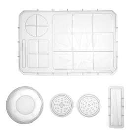 QWORK 5 PCS Resin Molds Silicone Molds for Epoxy Resin - Includes Large Rolling Tray, Grinder, Container, and Holder - Easy to Demold & Clean - for DIY Crafts & Gifts, DIY Resin Epoxy Kit