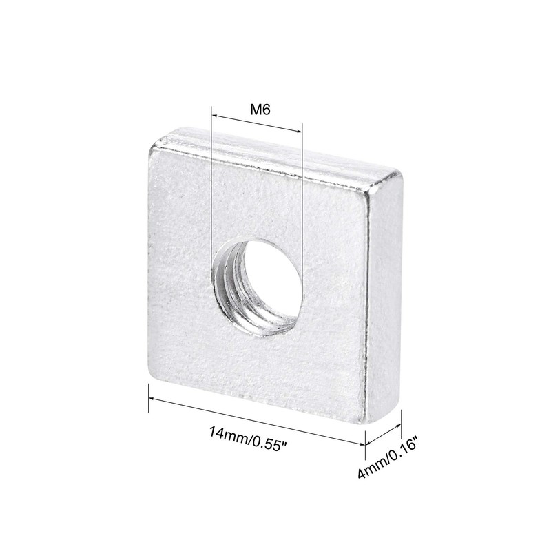 sourcing map Square Nuts, M6x14mmx4mm Zinc-Plated Metric Coarse Thread Assortment