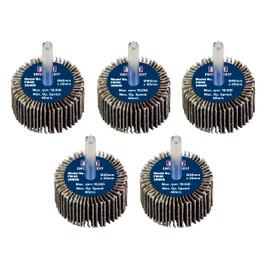 Sealey Ø40 x 20mm Abrasive Flap Wheel Ø6mm Shaft Assorted Grit - Pack of 5 FW4020ASS