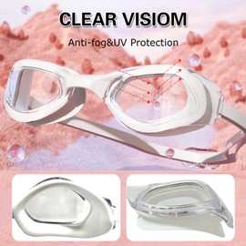 ProudDemon Swimming Goggles with Adjustable Strap, Tinted Lenses, Black and White