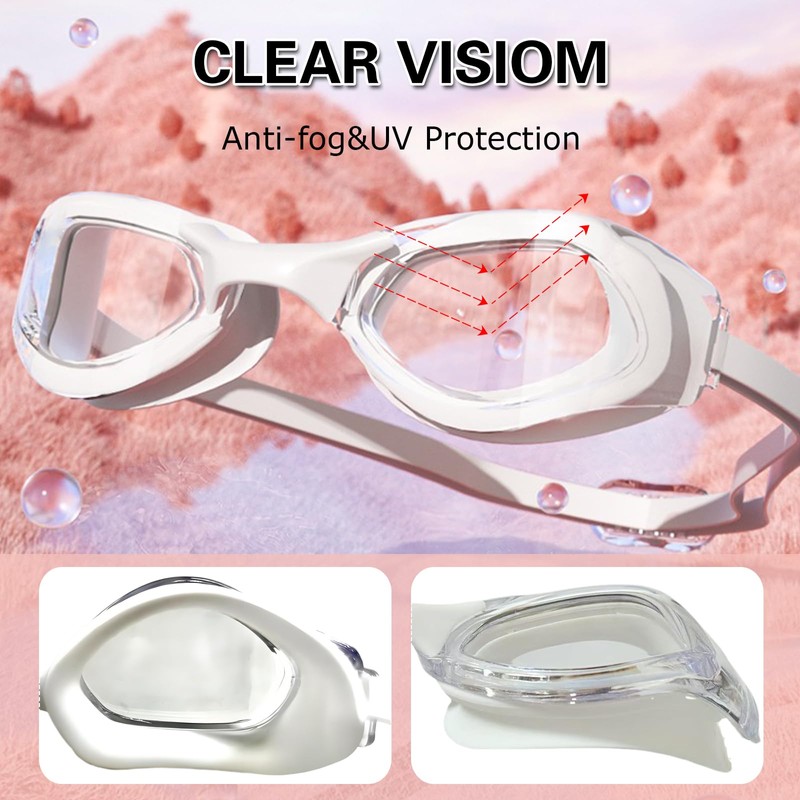 ProudDemon Swimming Goggles with Adjustable Strap, Tinted Lenses, Black and