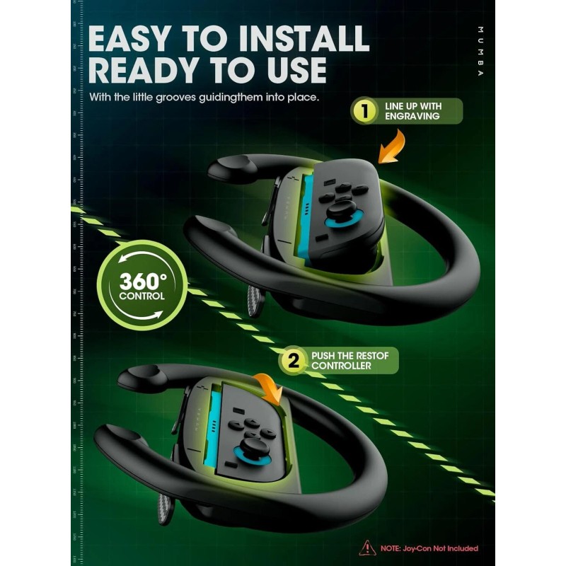 Mumba Steering Wheel for NintendoSwitch 2 JoyCon Controller GamesAccessory 2Pack