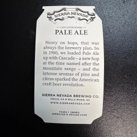 Sierra Nevada Pale Ale Can Sticker Decal Craft Beer Chico, CA 4.25”