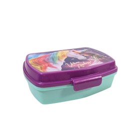 My sweety pop Brotdose Einhorn – Lunchbox – für Kinder – Krippe – Kindergarten – Schule – Urlaub – Mahlzeit – 17 cm – Geschenkidee – Violett/Blau