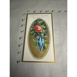 Vintage Christmas Card To mother from both of us with love at Christmas mom