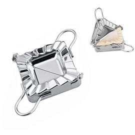 MGGi Triangle Shaped Ravioli Mold Pierogi Dumpling Maker, 3.7'' Stainless Steel Small Goya Empanada Press Mold, Mould Crimper, Wraper Dough Cutter - for Mini Pie Chinese Pastry, Silver