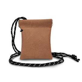 AfitLulu Hanging Neck Headphone Bag PU Leather Data Cable Storage Bag and Snap Spring Closure Mini Coin Purse Pouch Suitable for Storing Headphones, Coin, Keys, Jewelry (Yellow)