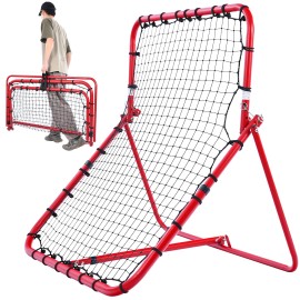 Baseball Rebounder Net 3.8×4.5 FT Volleyball Pitchback 14 Adjustable Angles