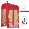 2 Pack Wig Storage Bags with Hooks and Traceless Wooden