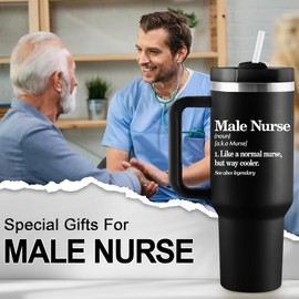 ROSTANTEN Male Nurse Gifts for Men - Male Nurses Week Gifts For Men - Nurse Appreciation Gift Ideas - 40oz Travel Cup Insulated Tumbler With Lid & Straw