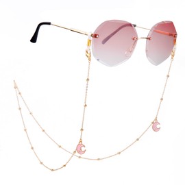 Amaxer Moon and Star Eyeglasses Holder Lanyard Sunglasses Eyewear Strap Holder Reading Glasses Retainer Stainless Steel for Women Men (Moon & Star)