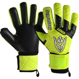 Keeperking SP 2.0, Junior, Teenagers, Adults, Children's Goalkeeper Gloves with Finger Saves, Men's Latex Goalkeeper Gloves with Strong Grip and Removable Finger Protection (9, Yellow/Black)