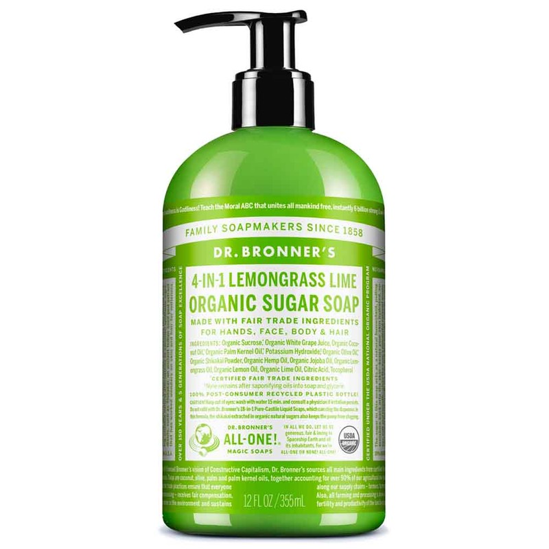 Dr Bronner's 4-In-1 Organic Sugar Soap - Lemongrass Lime, 710ml