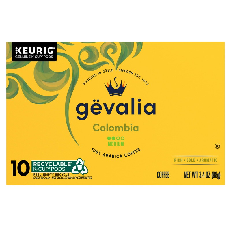 Gevalia Colombia Medium Roast K-Cup Coffee Pods, 10 ct Box