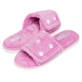 Laura Ashley Womens One Band Velcro Scuff Slippers, Dark Pink, Large