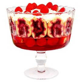 Barski Large Glass Trifle Bowl, with Scallop Design - 9" D - European Beautiful Hand Made Glass - 168 oz (over 5 quarts) Clear