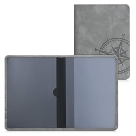 kwmobile Vehicle Registration Certificate Case with Card Slots – Faux Leather Case Italian Registration Certificate – Compass Vintage Grey, gray, Compass Vintage 22