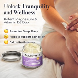 NaturallyMum NaturallyMum - Magnesium Cream with Vitamin D3 [4 Fl Oz] - Magnesium and Vit D Lotion - Turmeric & Arnica Calm Cream - Magnesium and Vit D3 - Lavender