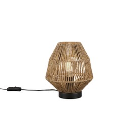 lightling Mikael Modern Table Lamp in Rattan Look with Cord Switch and Paper Body Excluding 1 x E27 Max. 40 W Diameter 20 cm Height 20 cm Metal
