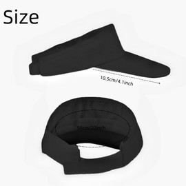 Sports Sun Visor Hats Women's Athletic Mesh Visor Adjustable Baseball Cap for Women Men Outdoor Sports Golf Running (US, Alpha, One Size, Black)