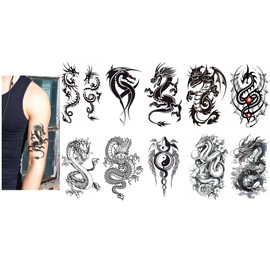 10 Sheets Temporary Tribal Dragon Tattoos Fake Tattoos TBS Tribal Dragon10